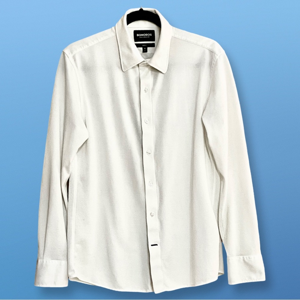 BONOBOS Jetsetter Slim Fit Dress Casual Mens Shirt. Stretch Size M
White